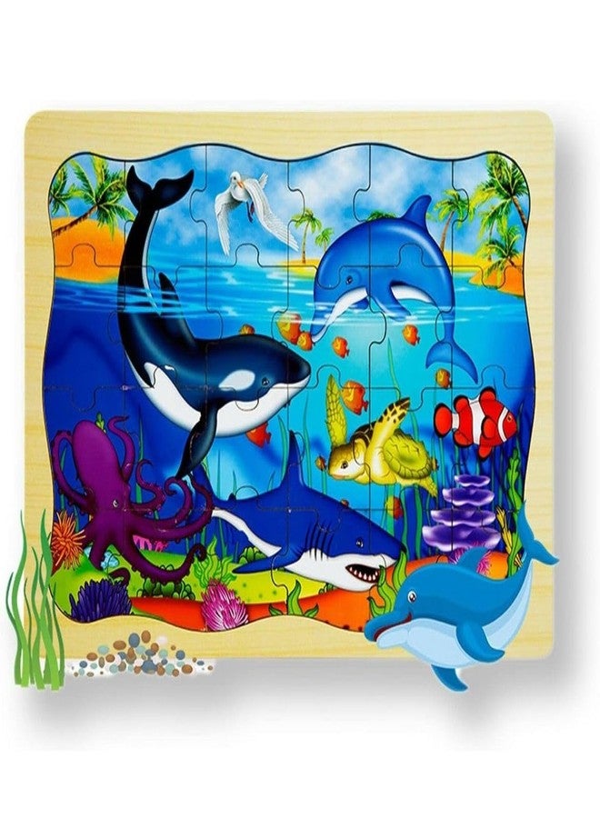 Radhya Accessories Puzzle for Kids, Wooden, Jigsaw,DIY Floor for Boys & Girls Learning Educational Toys for Children, Age 4+ (24 Pcs) (Marine Life) - Image 1